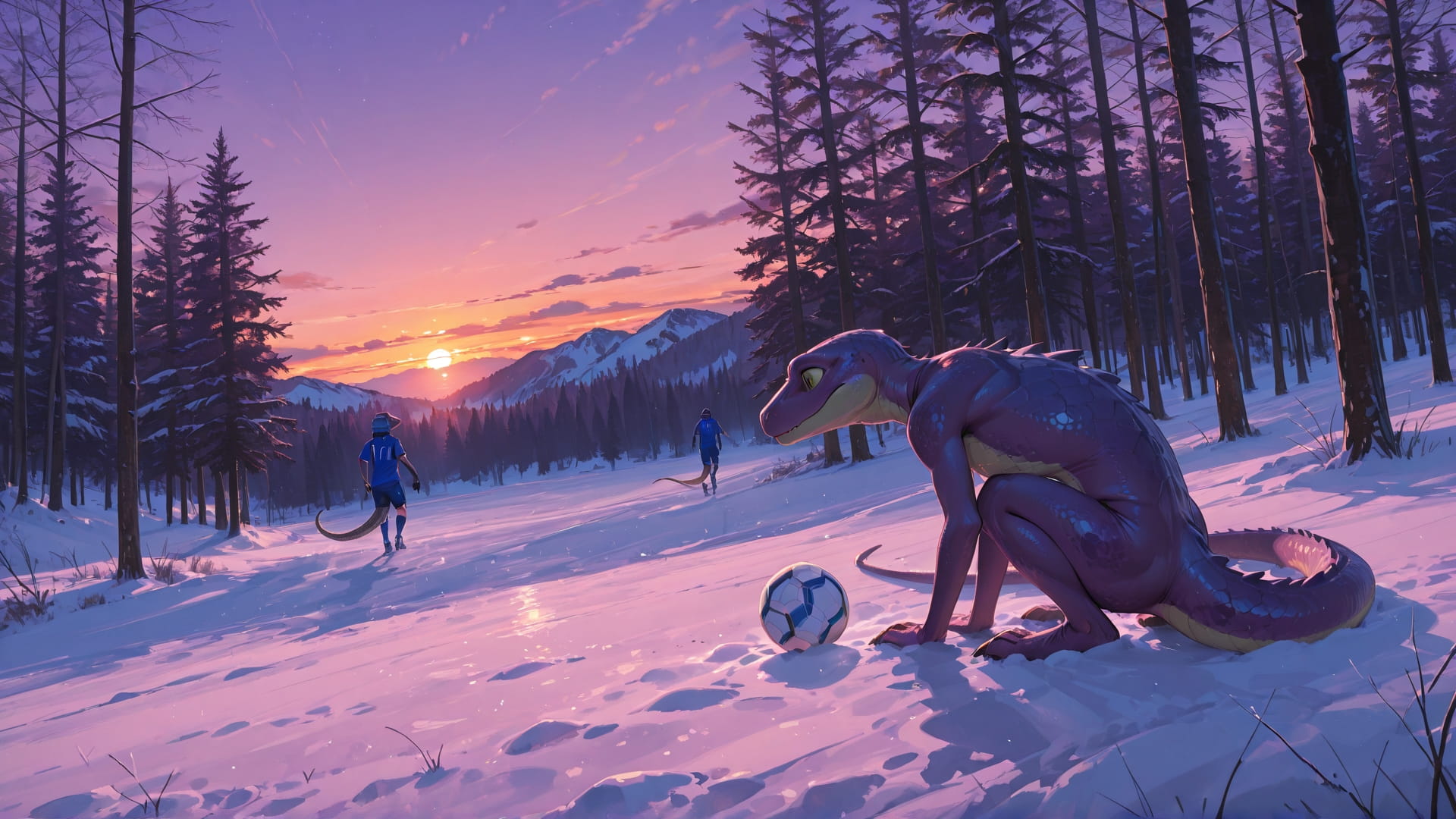 Purple Sunset Nature Soccer smartphone wallpaper free download, vertical 16:9 format, Purple, Sunset, Nature, Winter