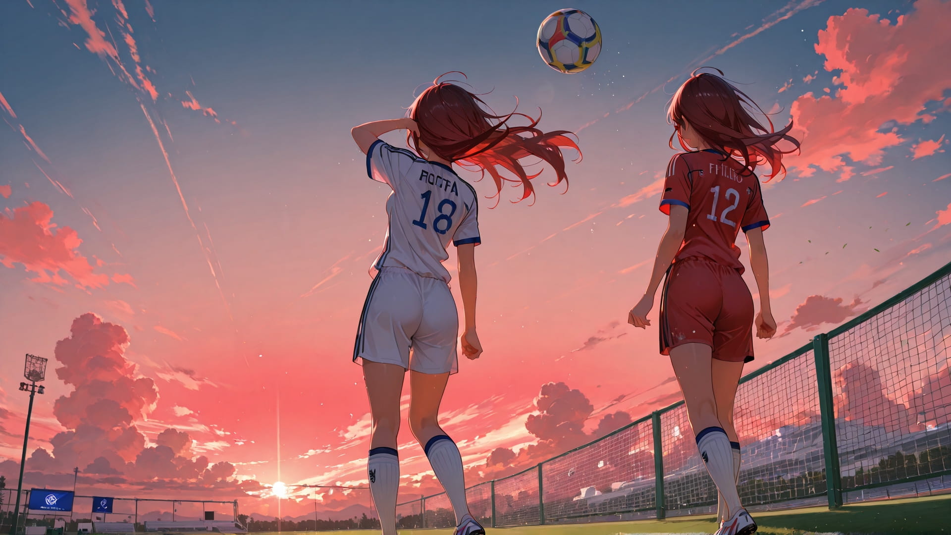 Red Afternoon Sky Soccer smartphone wallpaper free download, vertical 16:9 format, Red, Afternoon, Sky, Summer 001