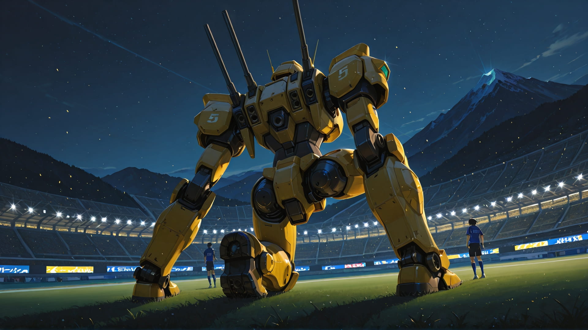 Yellow Night Mountain Soccer smartphone wallpaper free download, vertical 16:9 format, Yellow, Night, Mountain, Spring