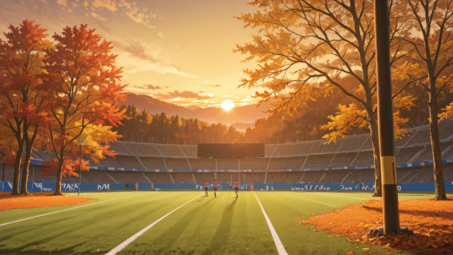 Yellow Sunset Nature Soccer smartphone wallpaper free download, vertical 16:9 format, Yellow, Sunset, Nature, Autumn 001