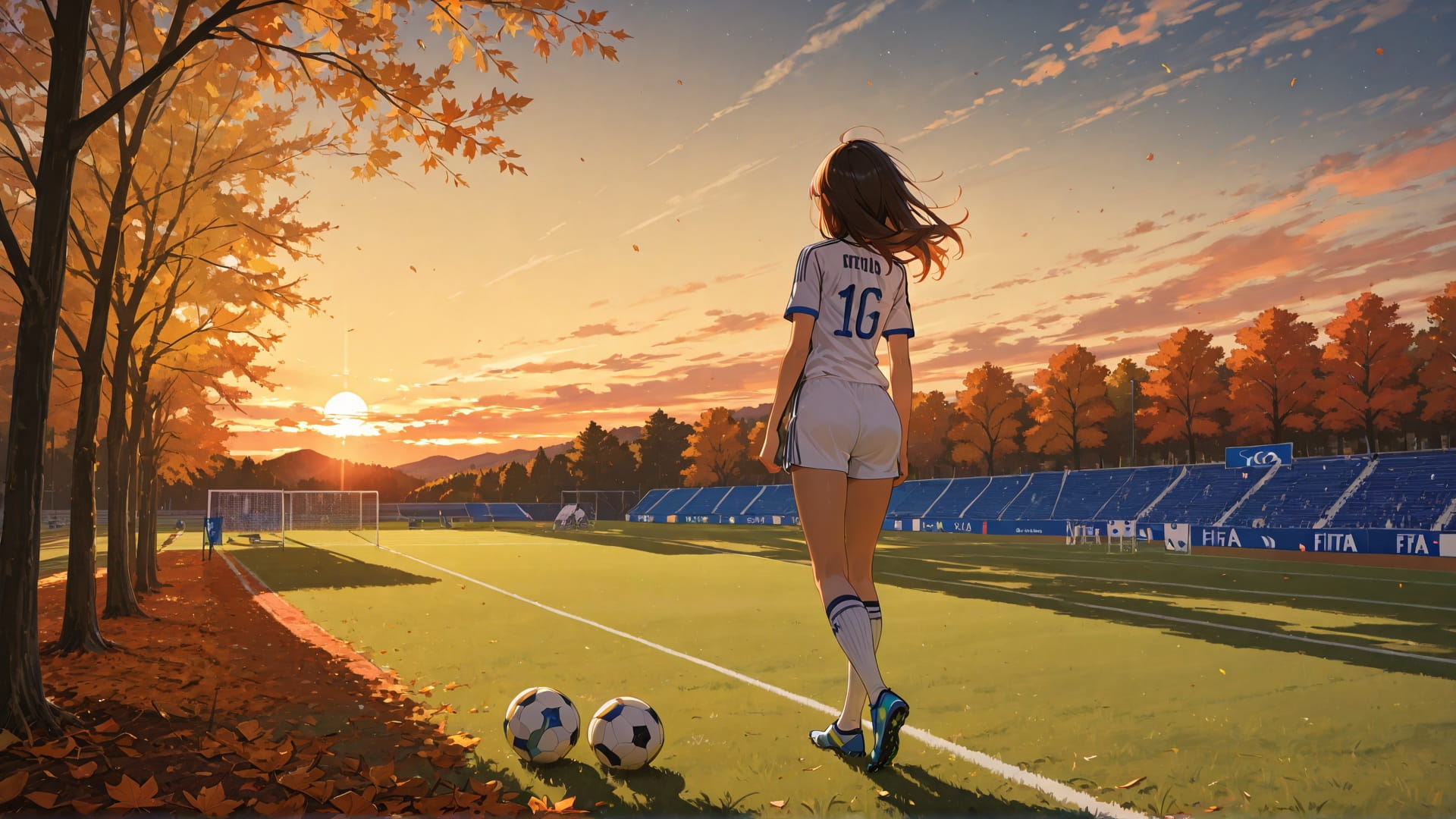 Yellow Sunset Sky Soccer smartphone wallpaper free download, vertical 16:9 format, Yellow, Sunset, Sky, Autumn 001