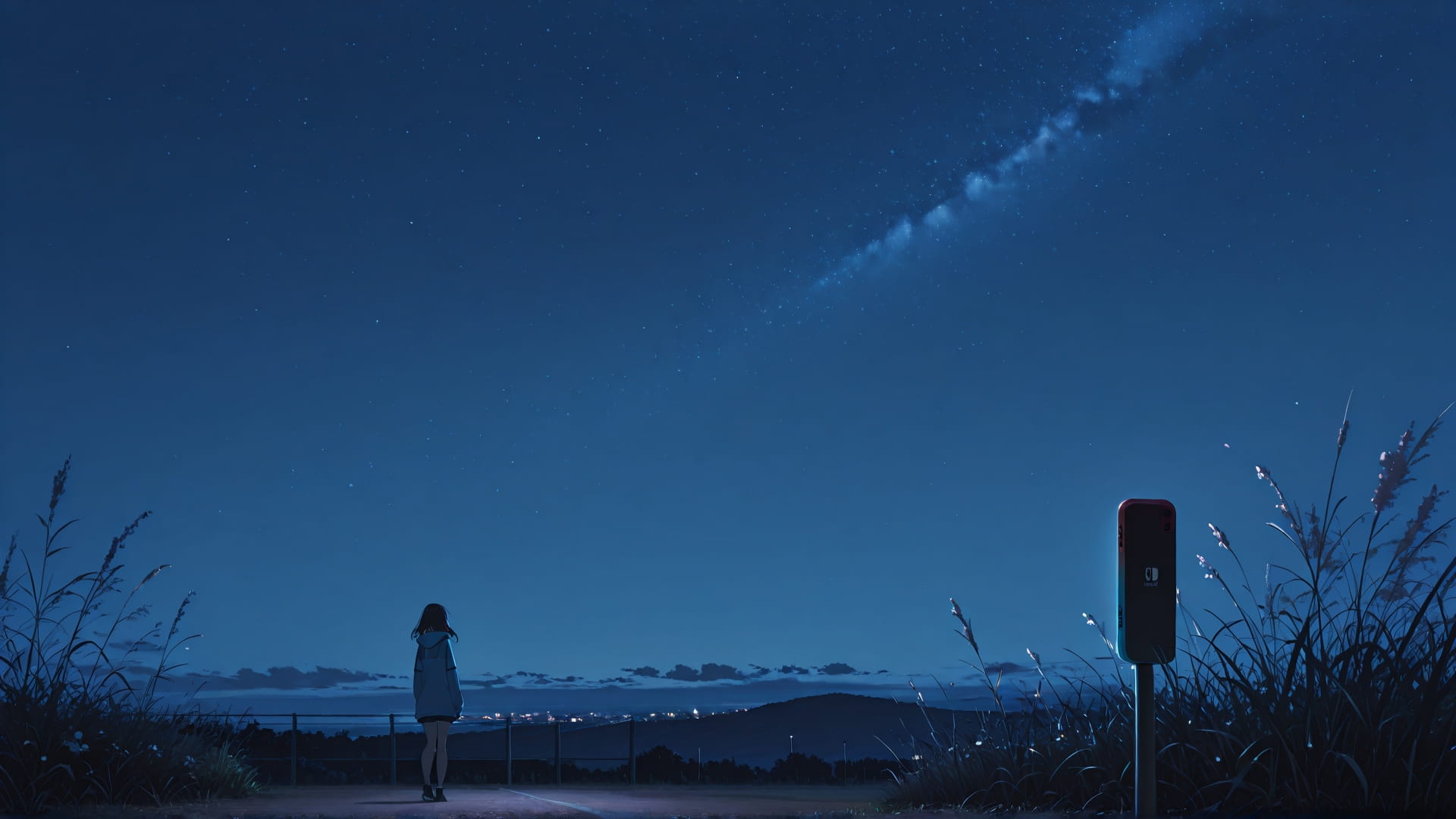 Blue Night Sky Switch2 smartphone wallpaper free download, vertical 16:9 format, Blue, Night, Sky, Spring 001