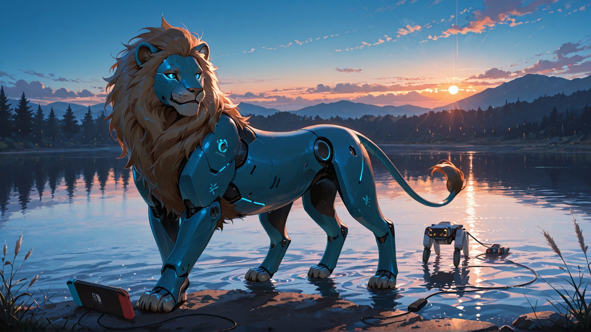 Blue Sunset Sea Switch2 smartphone wallpaper free download, vertical 16:9 format, Blue, Sunset, Sea, Spring