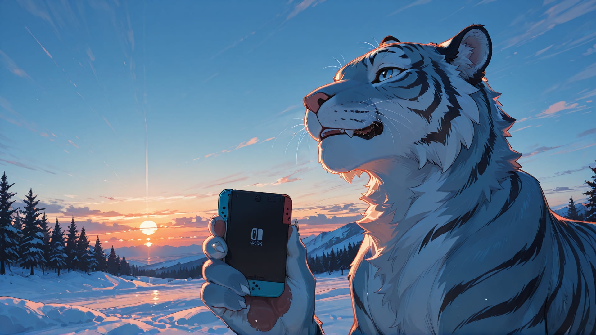 Blue Sunset Sky Switch2 smartphone wallpaper free download, vertical 16:9 format, Blue, Sunset, Sky, Winter