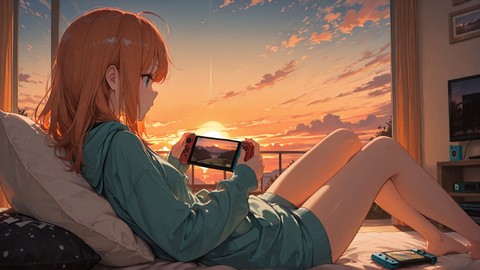 Orange Sunset Sky Switch2 smartphone wallpaper free download, vertical 16:9 format, Orange, Sunset, Sky, Spring 001