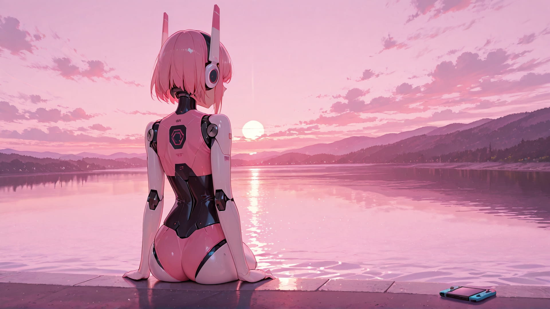 Pink Afternoon Sea Switch2 smartphone wallpaper free download, vertical 16:9 format, Pink, Afternoon, Sea, Summer