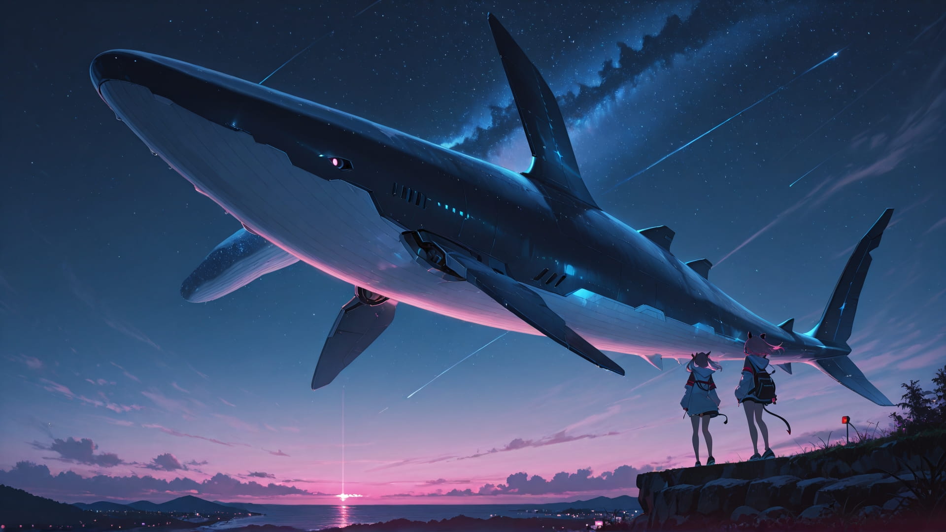 Pink Night Sky Switch2 smartphone wallpaper free download, vertical 16:9 format, Pink, Night, Sky, Summer