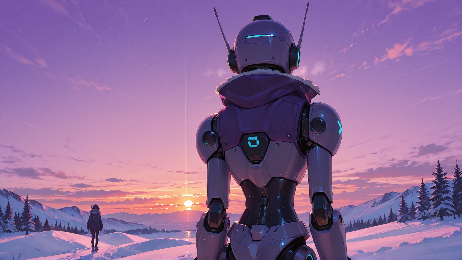 Purple Sunset Sky Switch2 smartphone wallpaper free download, vertical 16:9 format, Purple, Sunset, Sky, Winter