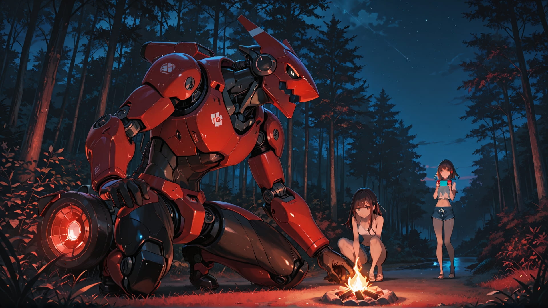 Red Night Nature Switch2 smartphone wallpaper free download, vertical 16:9 format, Red, Night, Nature, Summer