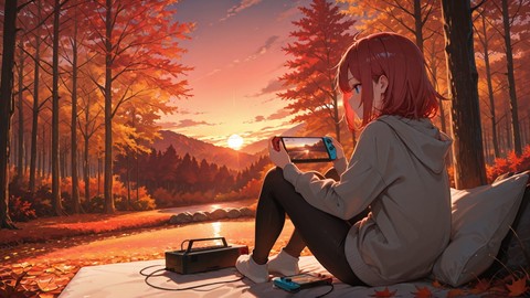 Red Sunset Nature Switch2 smartphone wallpaper free download, vertical 16:9 format, Red, Sunset, Nature, Autumn 001